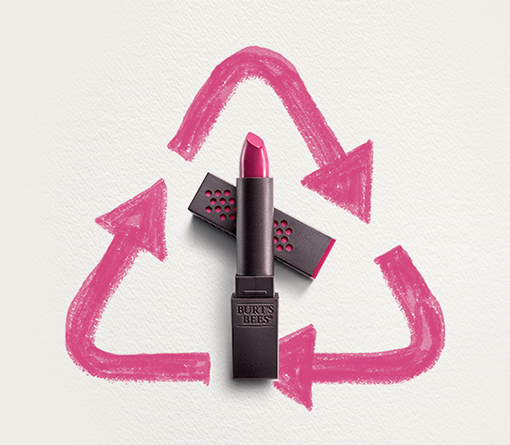 lipstick and recycling sign